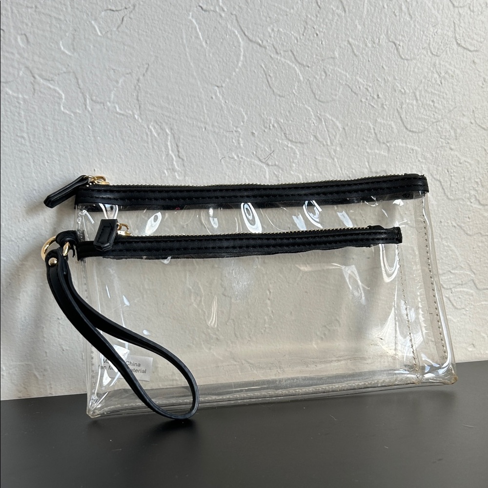 Clear Wristlet Pouch with Black Trim